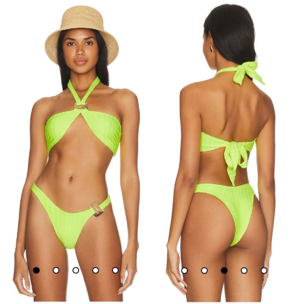 NWT Camila Coelho Sintia Bikini Neon Yellow $166 XS
